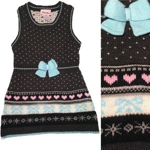 Sweater Dress w Hearts Grey Size 4T Little Lass Sleeveless